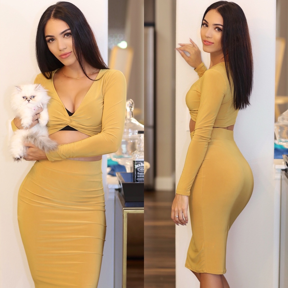 Amina Crop Top Pencil Skirt Two Piece Skirt Set
